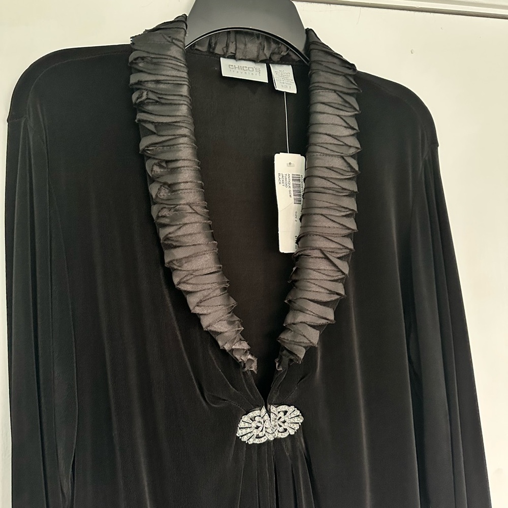 Chico's Travelers Collection Black Tuxedo Jacket / Cardigan Size 2 NWT $119